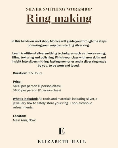 Silversmithing Workshop - Ring making Voucher for Caelan
